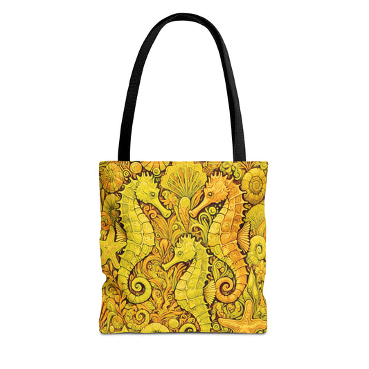 Yellow Seahorse Trio Tote Bag - 3 Sizes