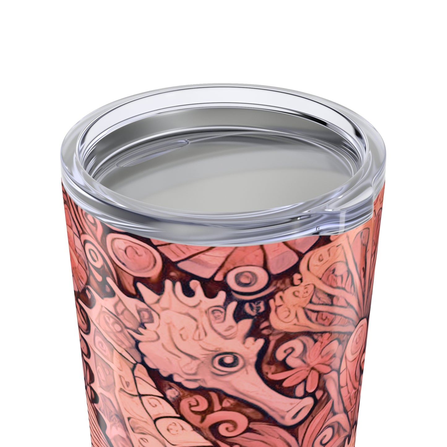20oz Tropical Glossy Tumbler, Stainless Steel / Seahorse Trio, Red