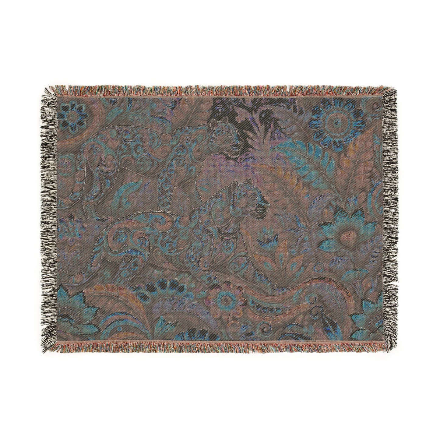 Woven Rainforest Blanket, 3 Sizes - Tropical Home Decor / Jaguars Pop