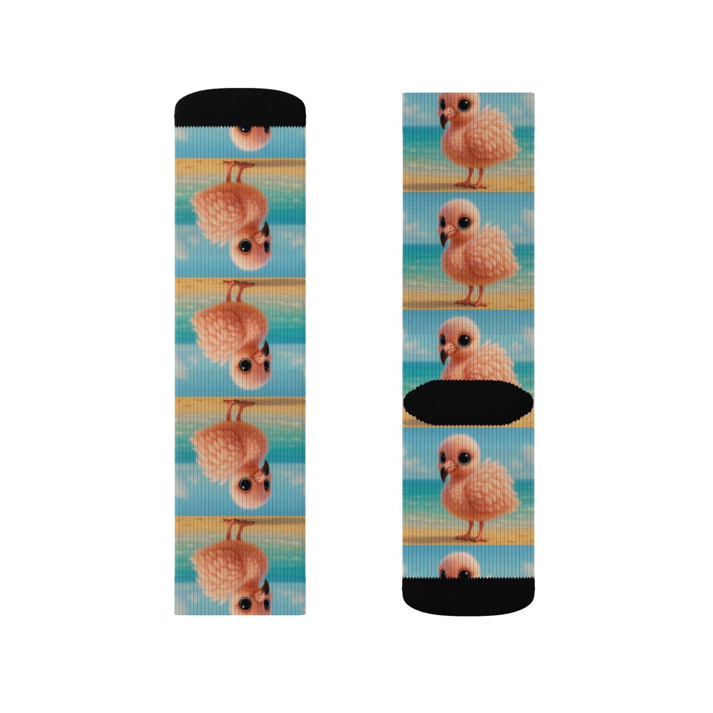 Baby Flamingo/Repeat Sublimation Fleece-Lined Socks - Colorful Tropical Design