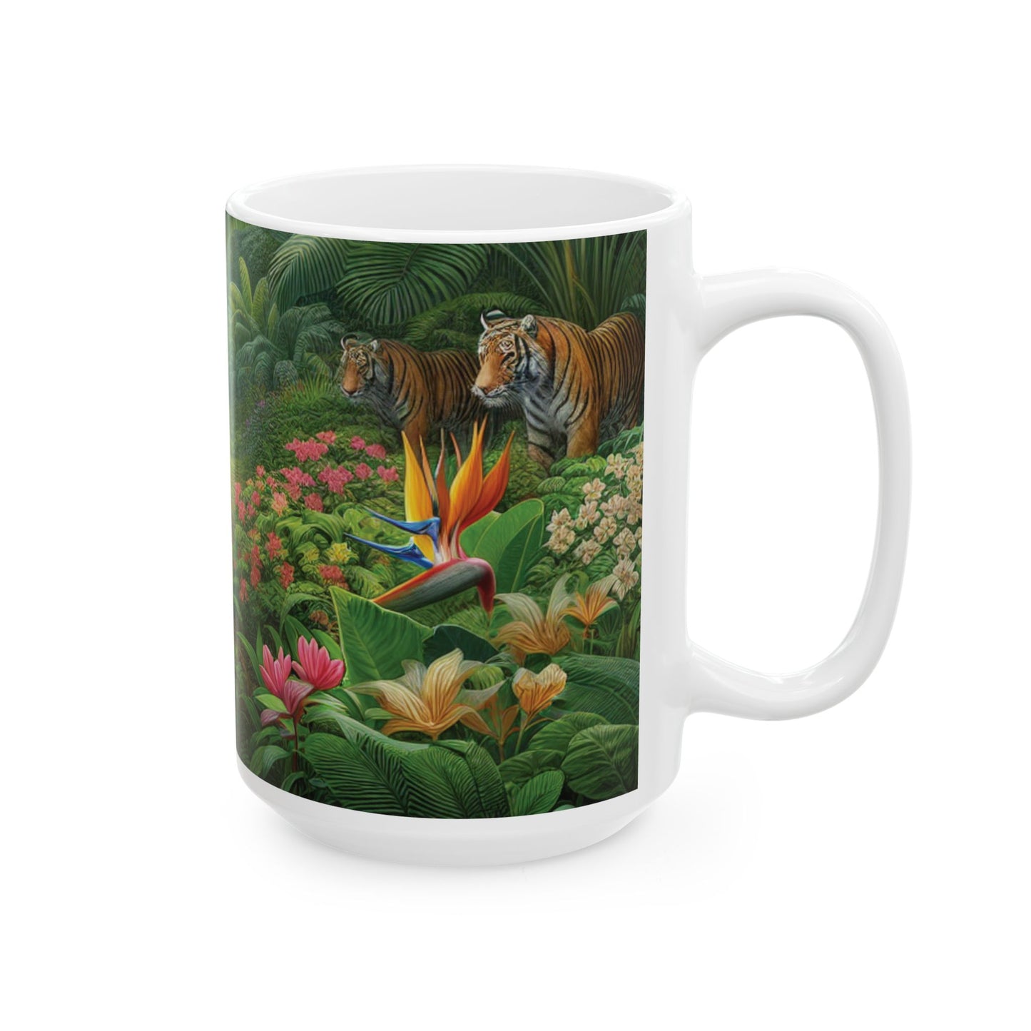 Ceramic White Mug - 11oz & 15oz, Hiding Bunnies