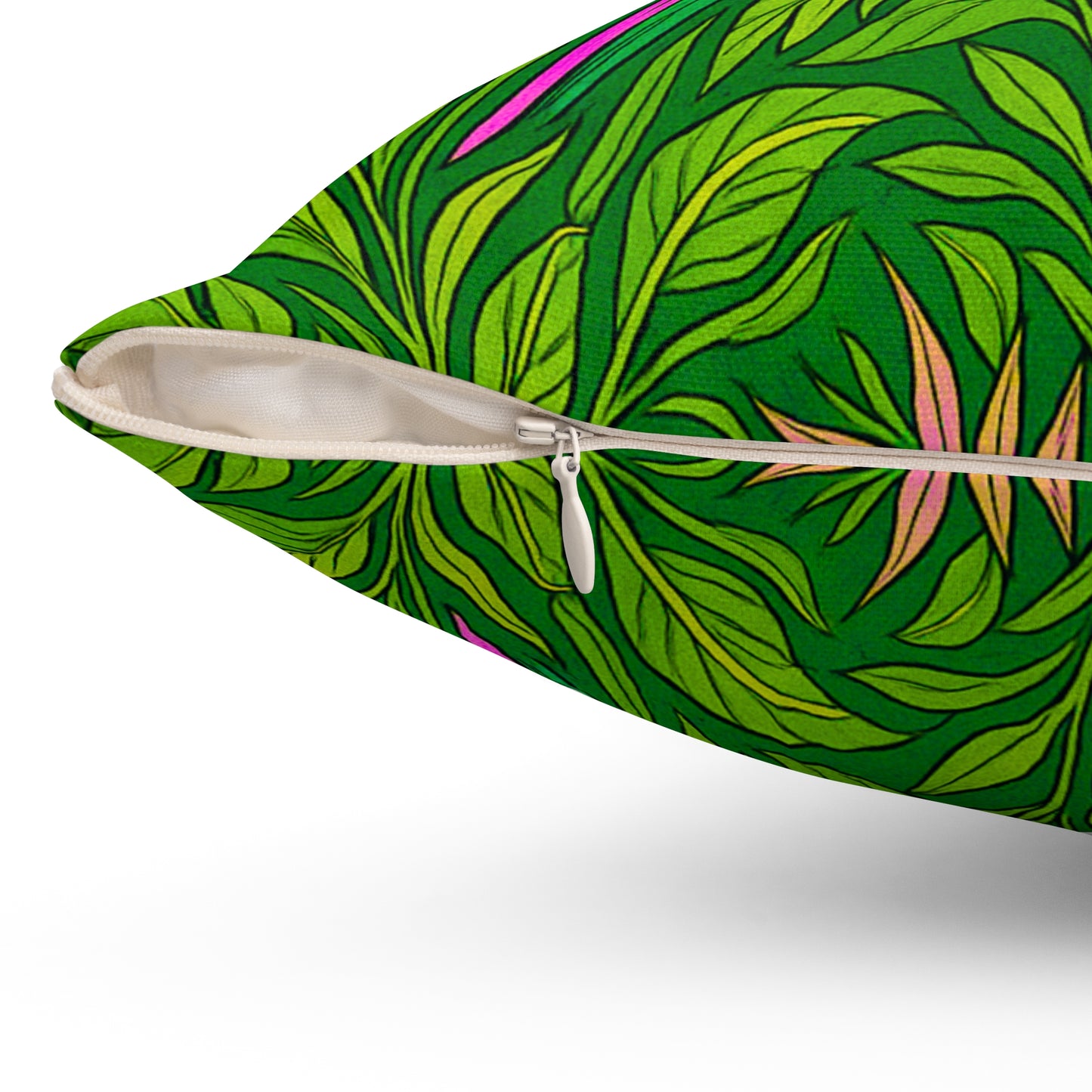 Tropical Pillow, 4 sizes - Colorful Spun Polyester Square Cushion / Parrot Family, Pink