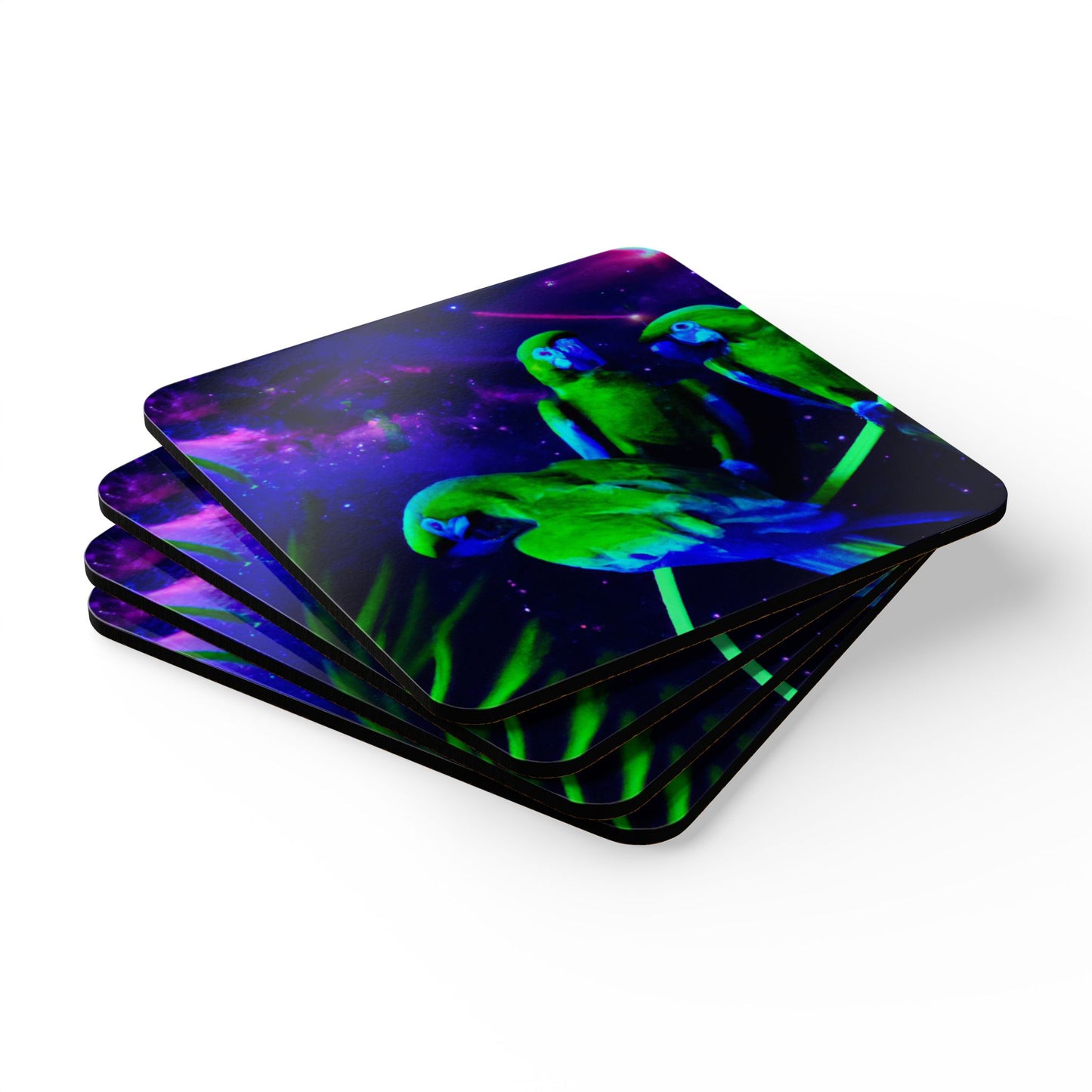 Four-piece Coaster Set - Galactic Parrot