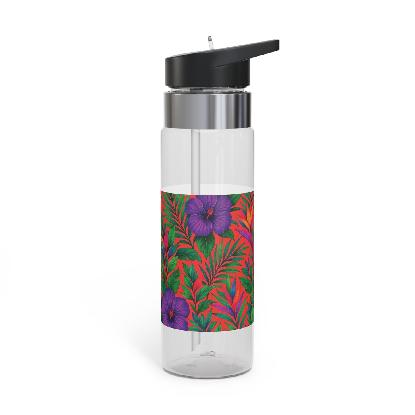 Tropical 20oz Tritan Sport Water Bottle - Leakproof, Lightweight, BPA-Free / Midnight Flower Coral