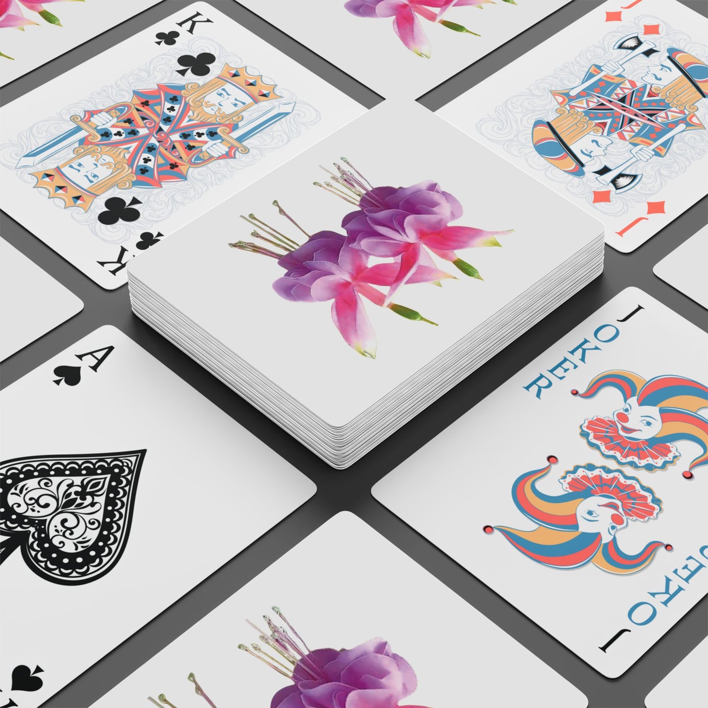 Poker Playing Cards - Two Pink Fuchsias