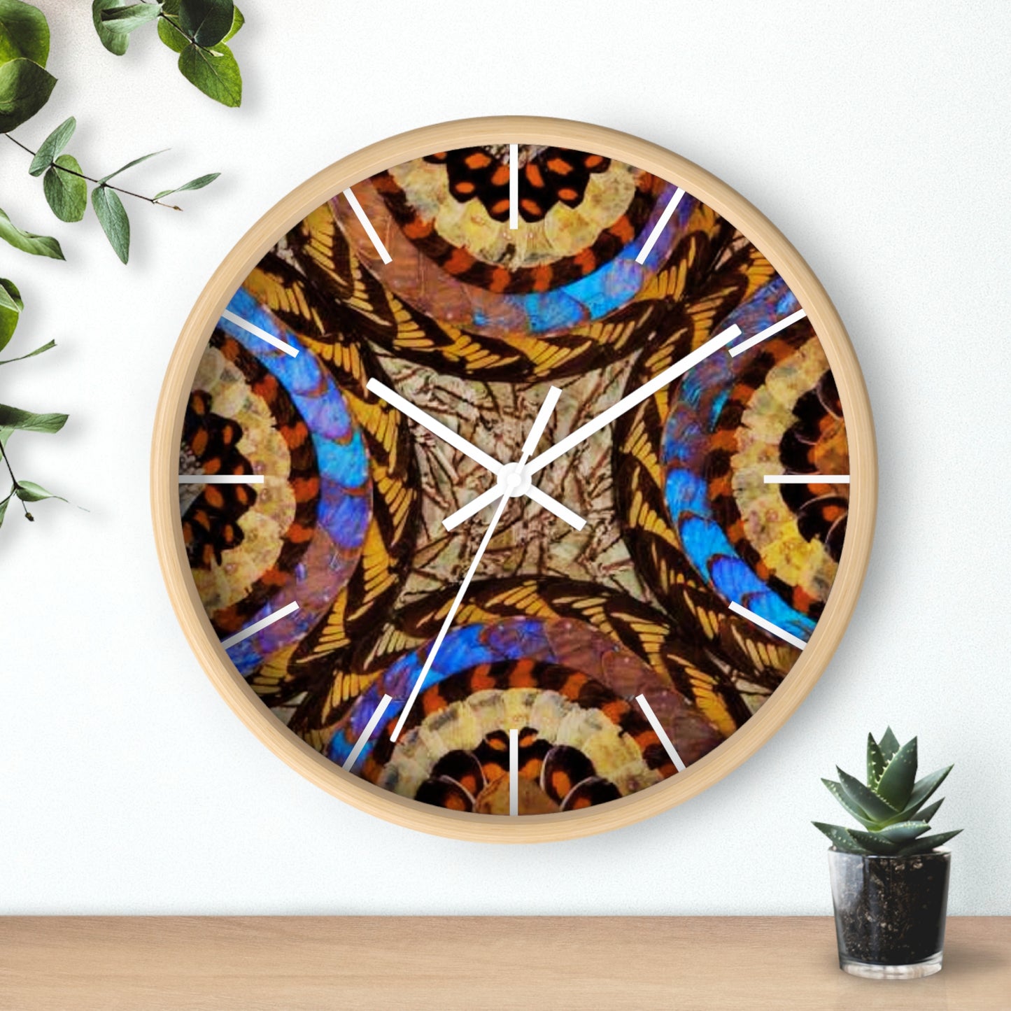 Real Butterfly Wing Plate #3 Wall Clock – Fun Home Decor for Tropical Lovers