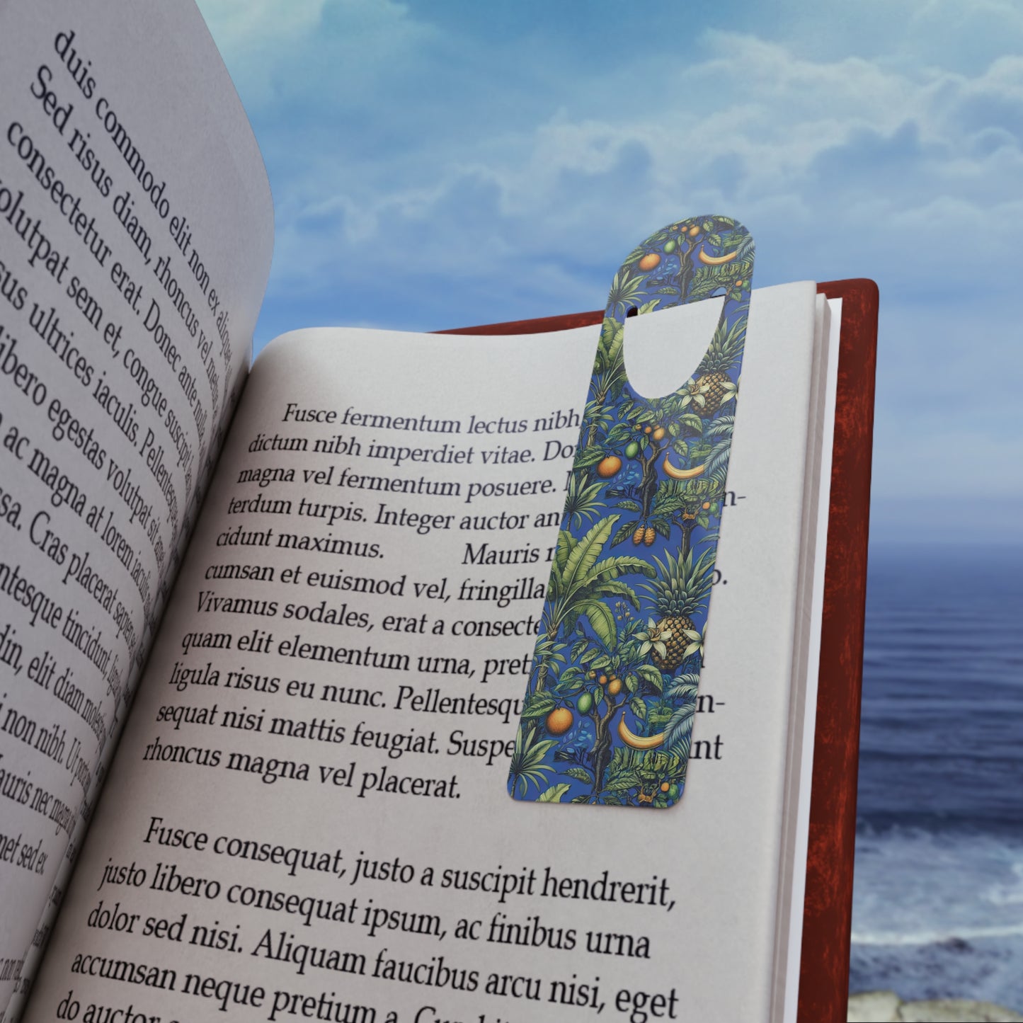 Bookmark - Aluminum, Tropical Fruit/Dark Blue
