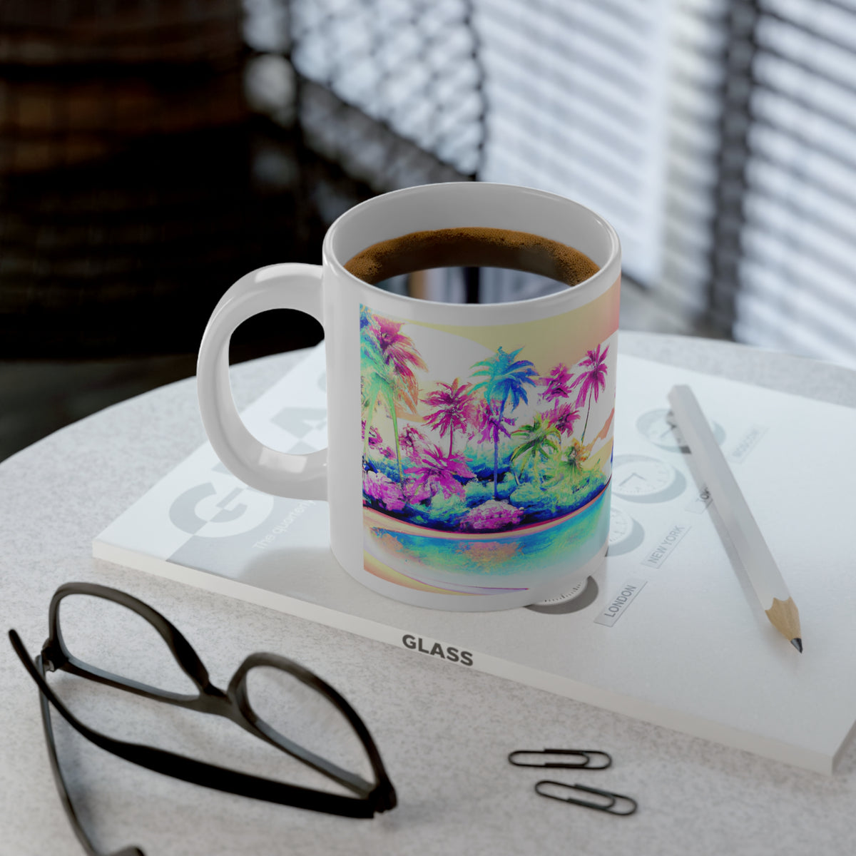 Jumbo Mug, 20oz, Watercolor Beach | Tropical Coffee Cup