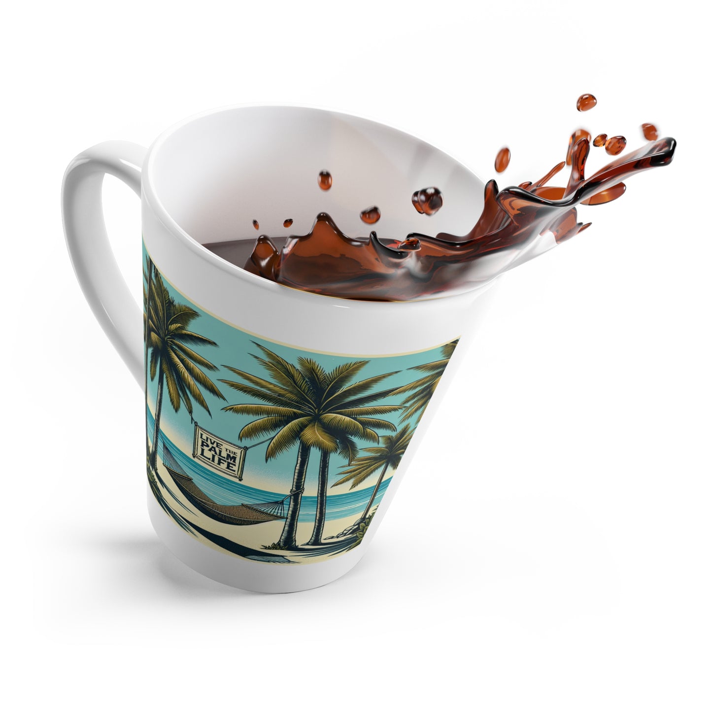 Latte White Mug - Perfect for Tropical Lovers & Coffee Enthusiasts / Hammock on the Beach