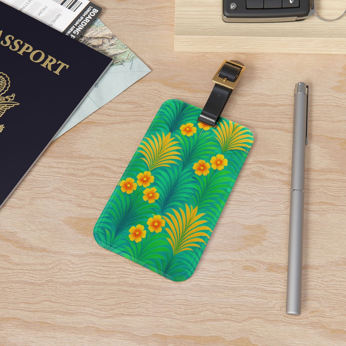 Luggage Tag - Sunrise Palms/Green