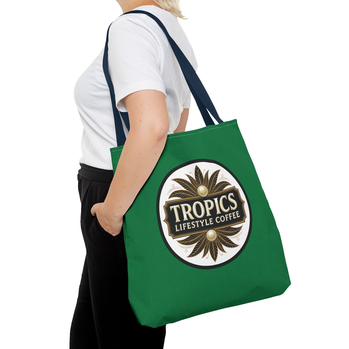 Tropics Lifestyle Coffee Tote Bag - 3 Sizes / Dark Green