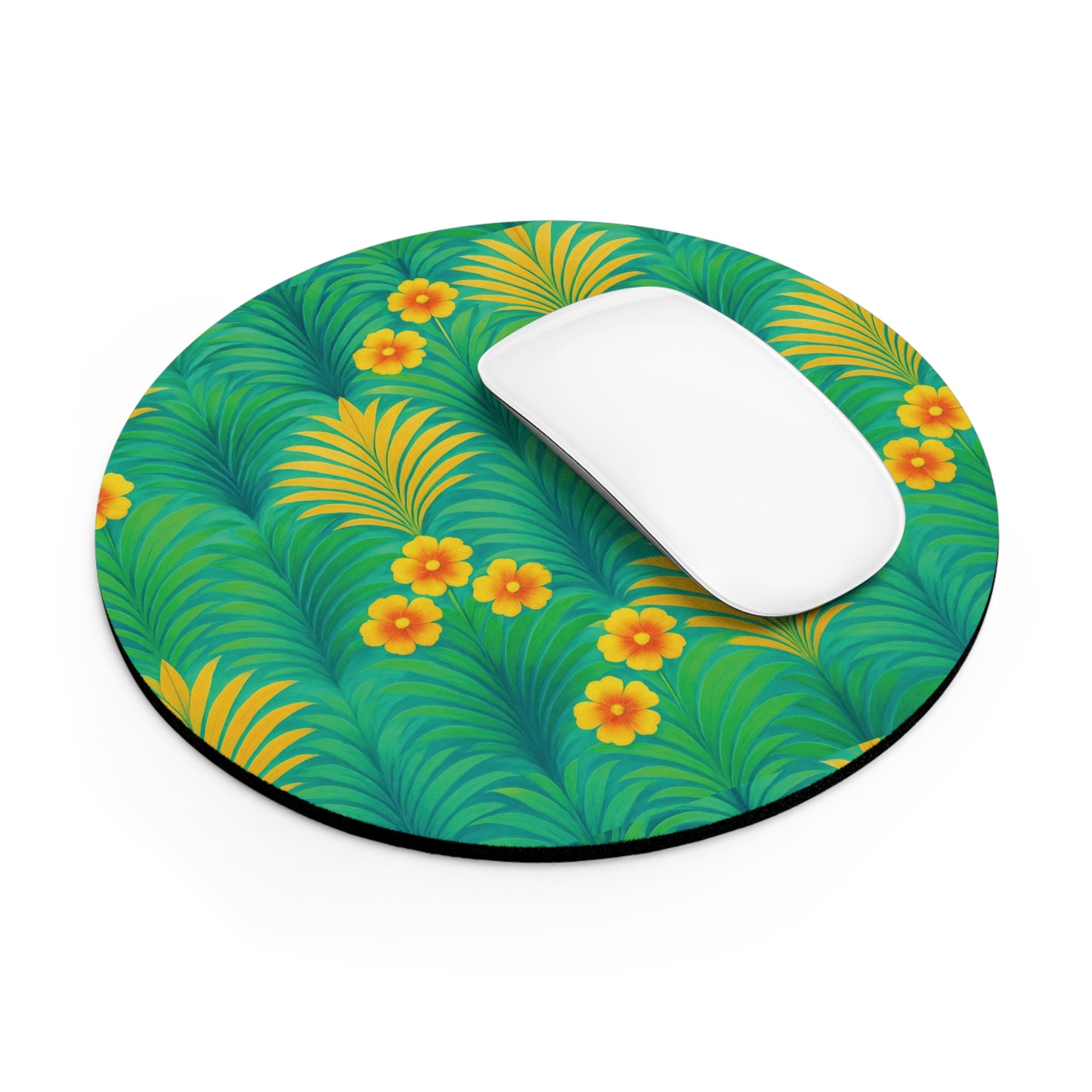 Rainforest Mouse Pad, 2 Shapes - Beach Vibes for Home Office & Gamer / Sunrise Palms, Green