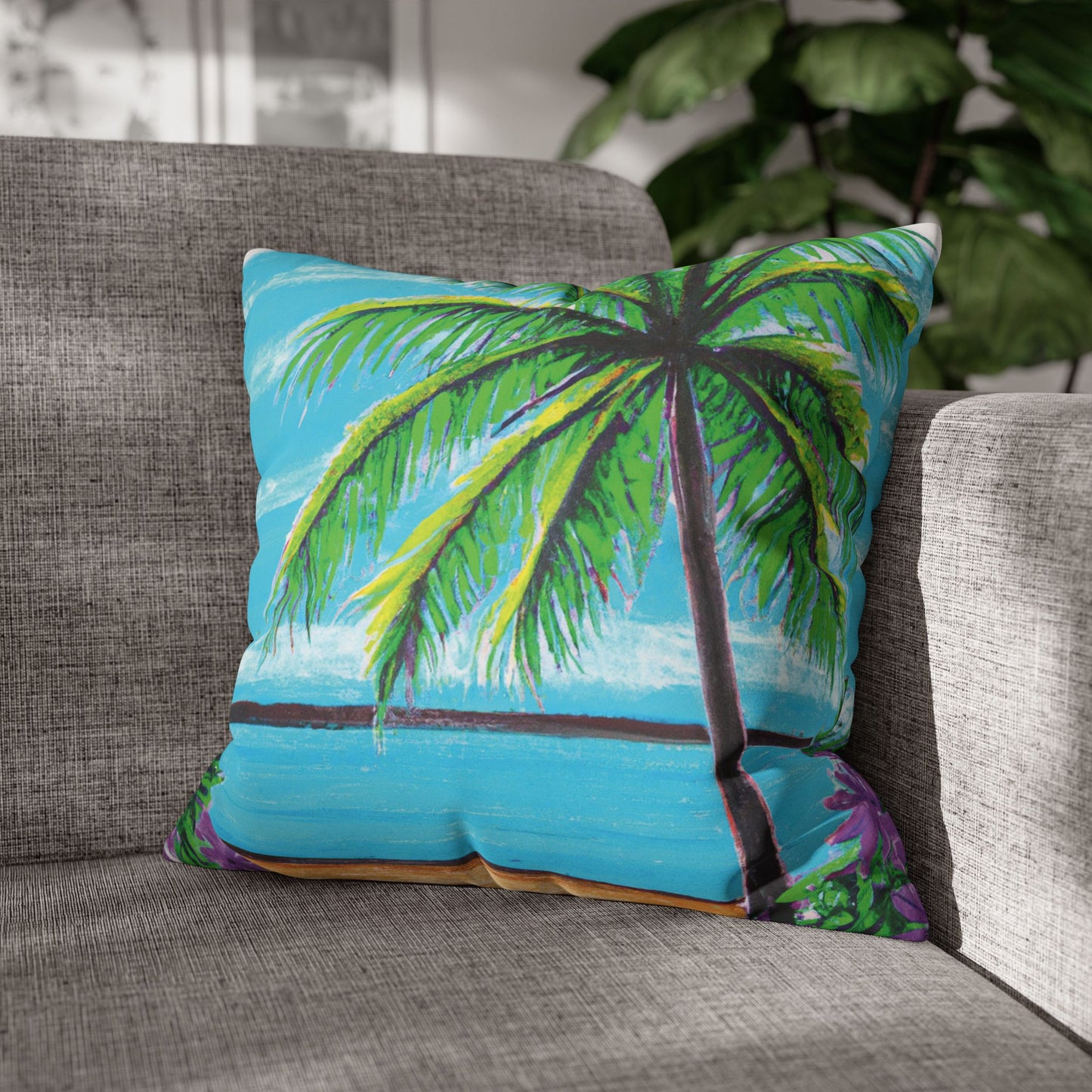 Faux Suede Square Pillowcase - Calm Beach