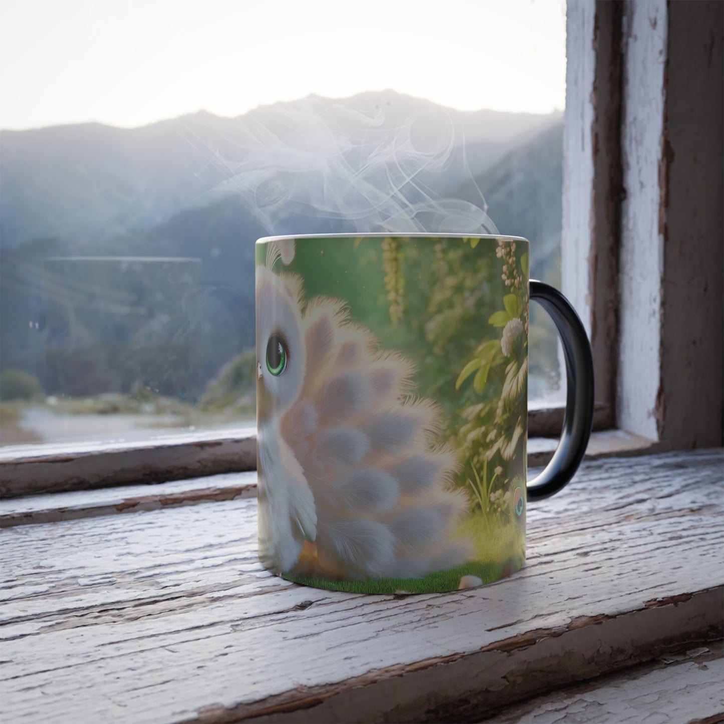 Color Morphing Mug, 11oz, Baby White Peacock