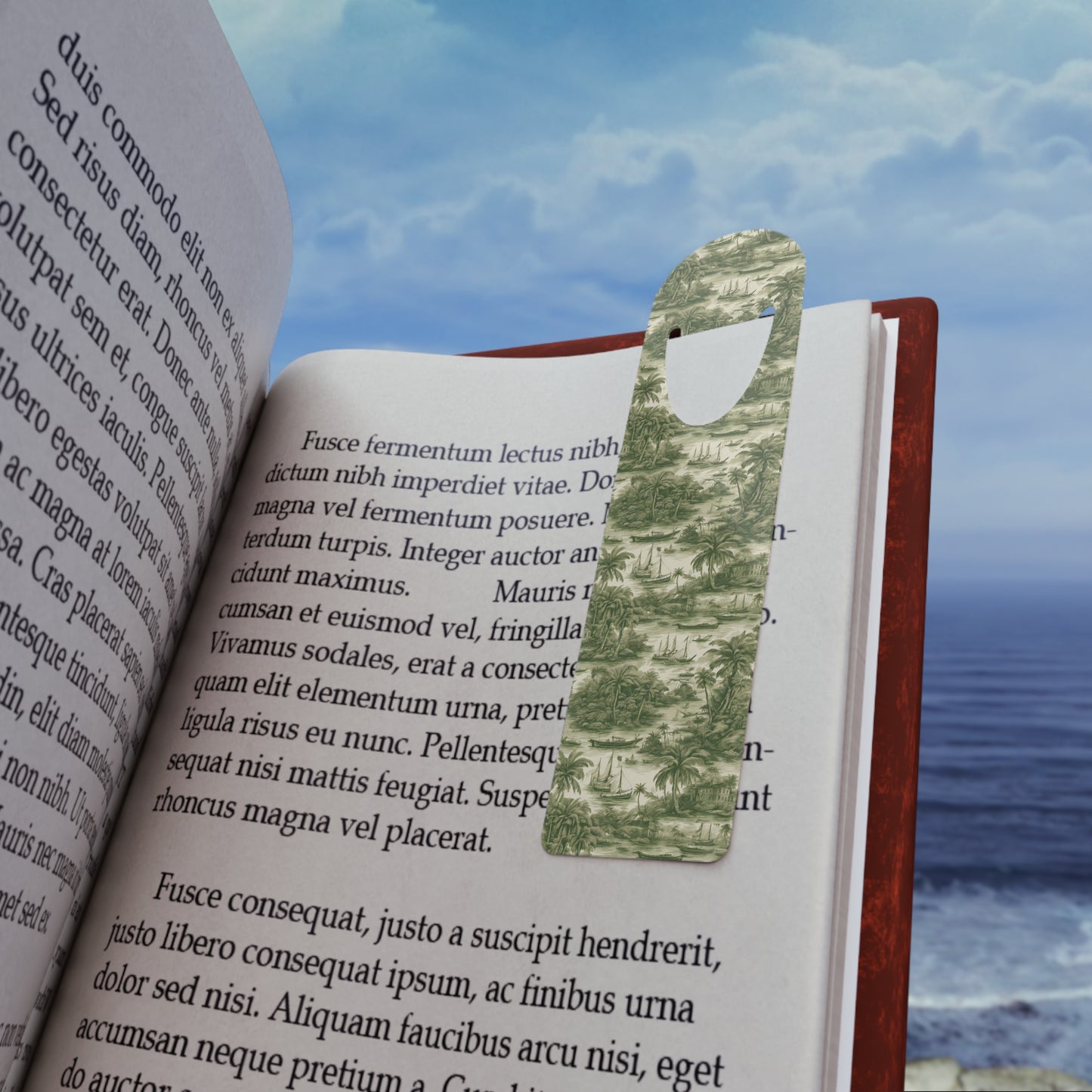 Bookmark - Aluminum, Tropical Toile, Green Repeat