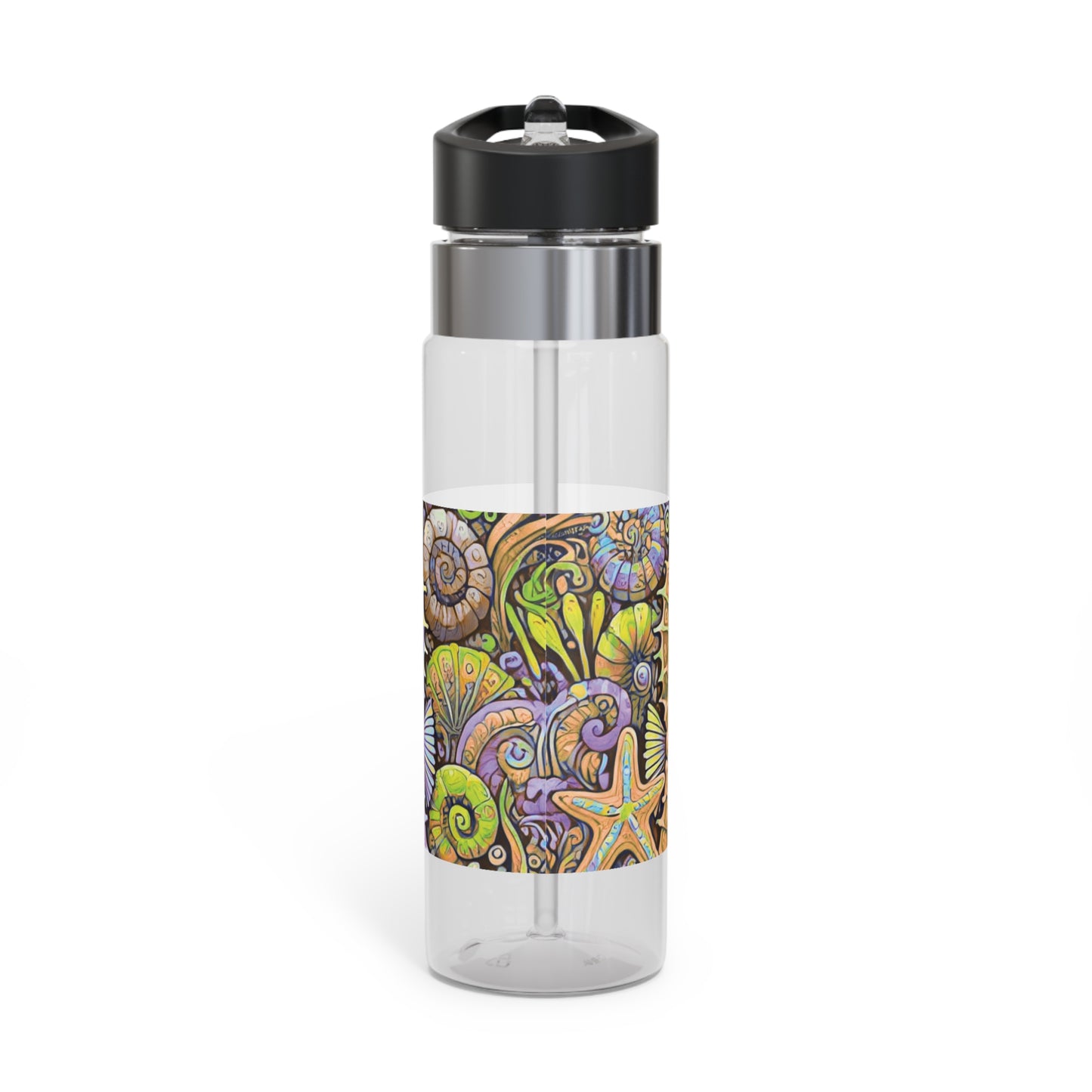 Tropical 20oz Tritan Sport Water Bottle - Leakproof, Lightweight, BPA-Free / Seahorse Trio, Purple Macro