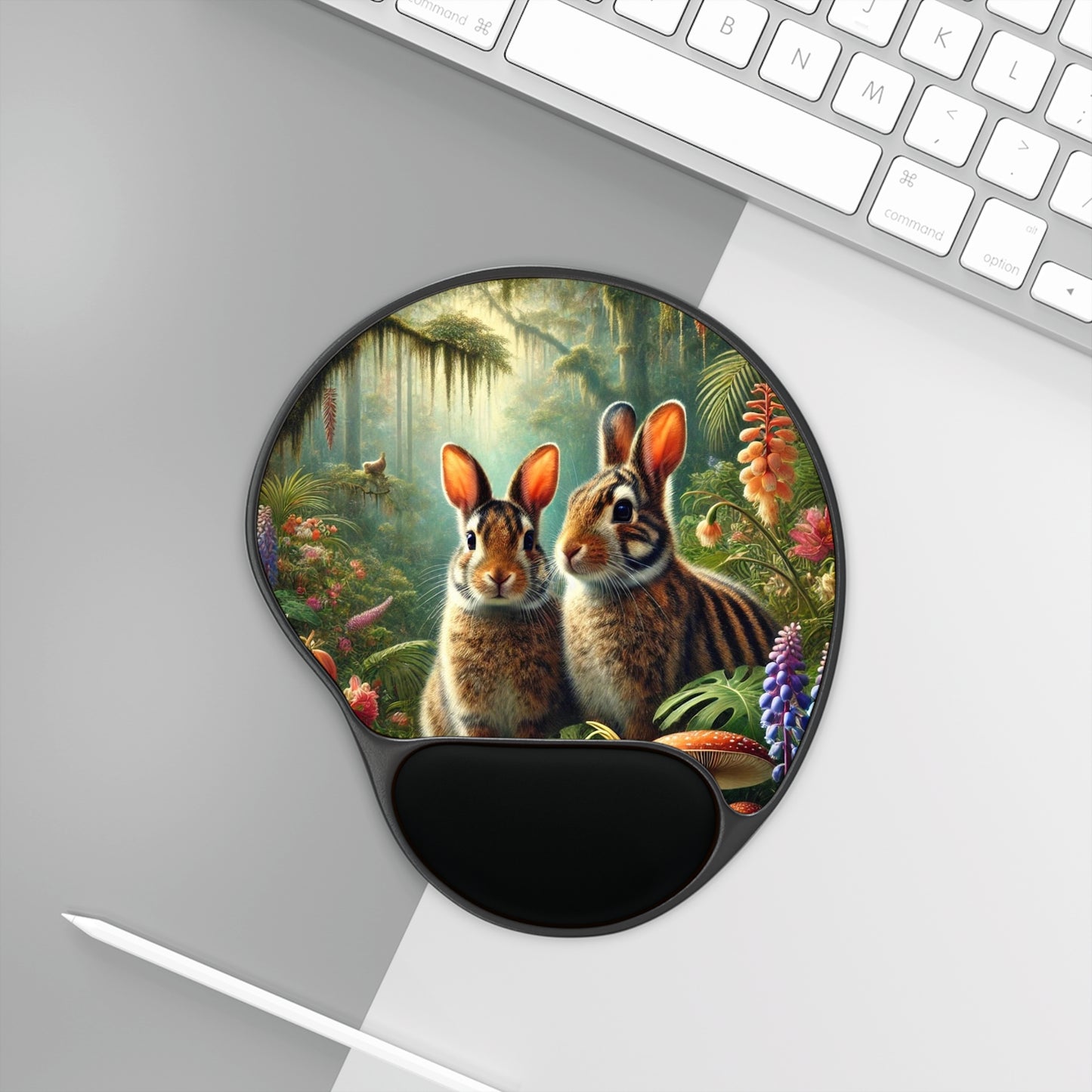 Tropical Sumatran Rabbits Mouse Pad with Wrist Rest – Ergonomic Design for Comfort and Style
