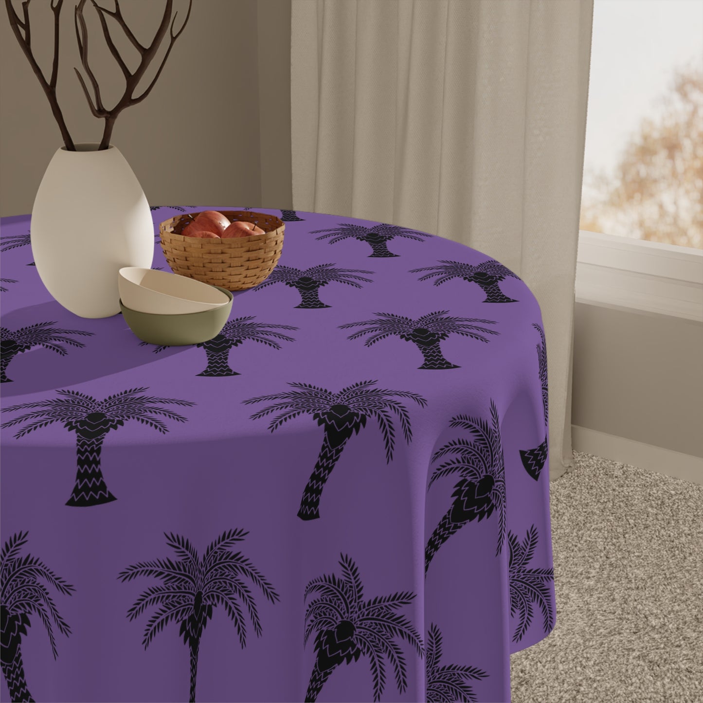 Palm Glory/Purple ~ Square Tablecloth, 55" x 55"