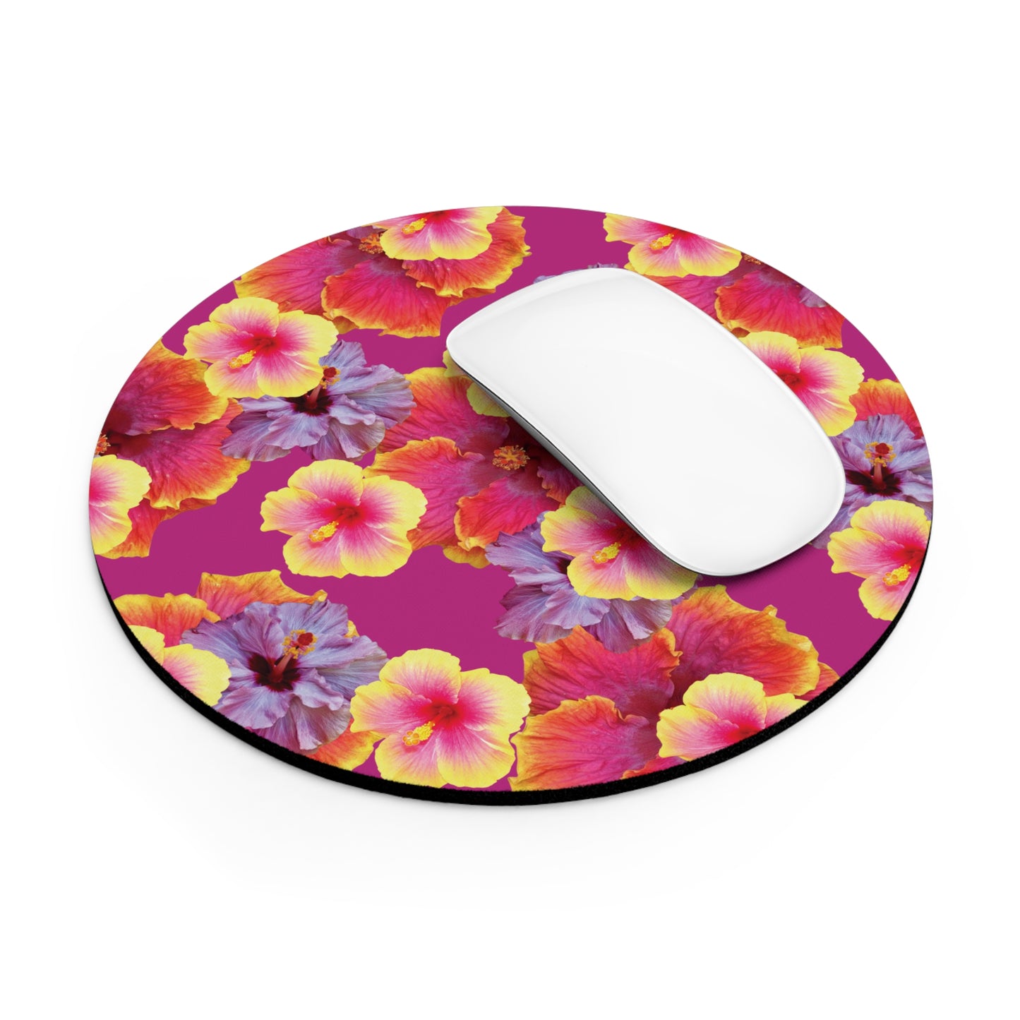 Tropical Mouse Pad, 2 Shapes - Floral Vibes for Home Office & Gamer / Hibiscua Mix, Pink