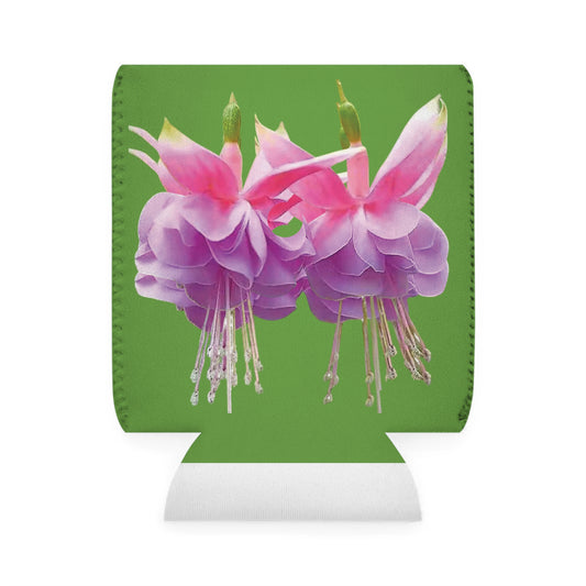 Two Pink Fuschias/Green Cooler Sleeve - Perfect for Outdoor Picnics