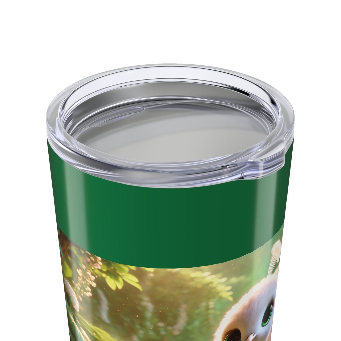 20oz Tropical Glossy Tumbler, Stainless Steel / Baby White Peacock, Dark Green