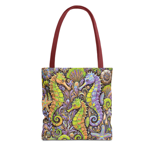 Yellow/Purple Seahorse Trio Tote Bag - 3 Sizes