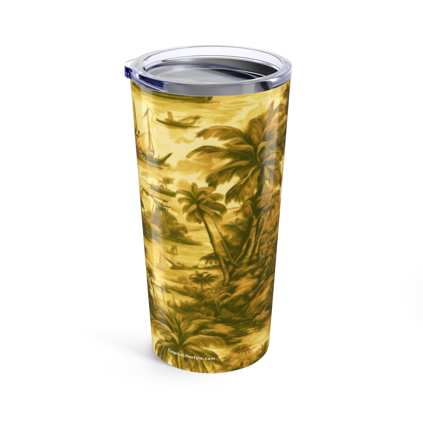 20oz Tropical Glossy Tumbler - Tropical Toile, Gold