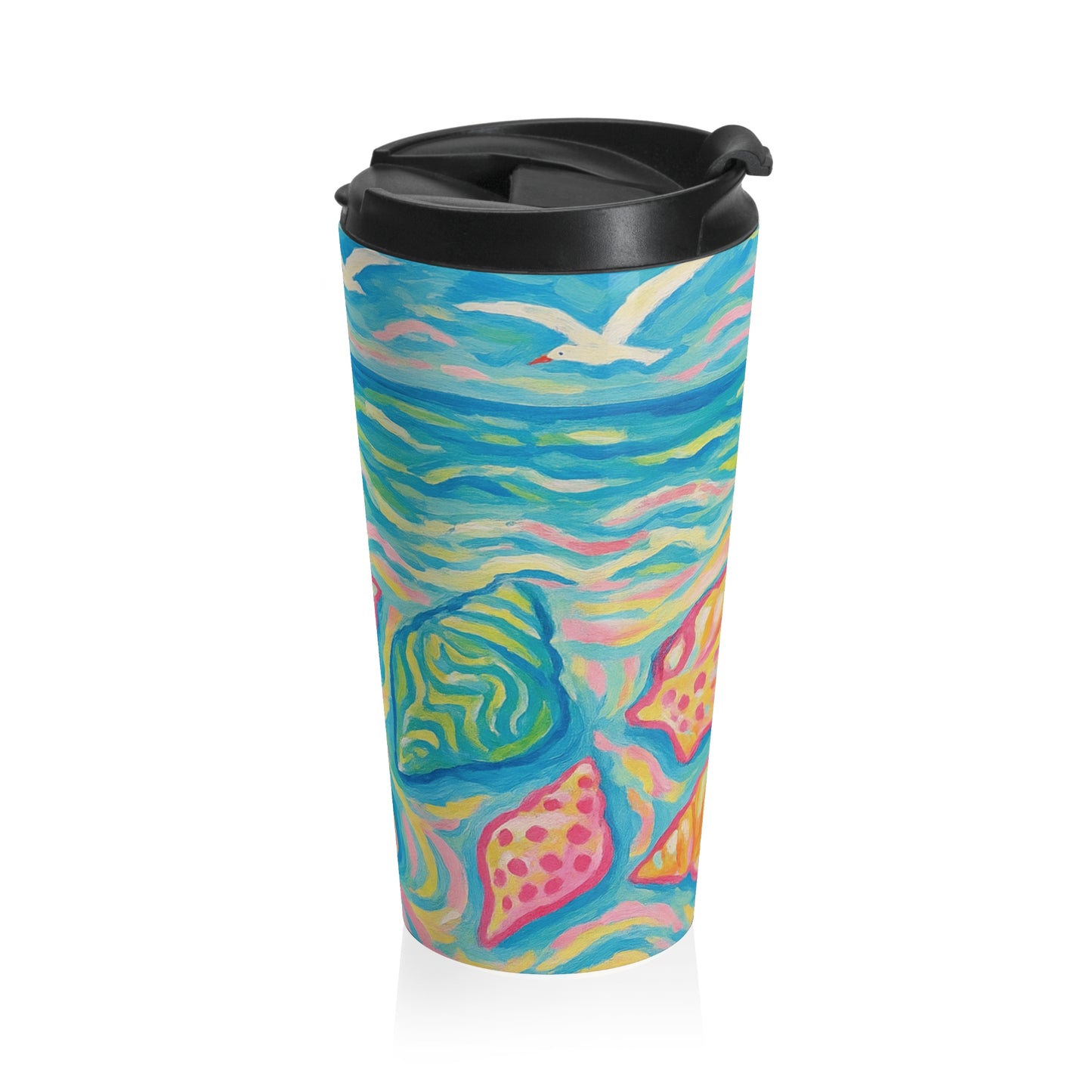 15 oz. Stainless Steel Travel Mug / Monet Seashells