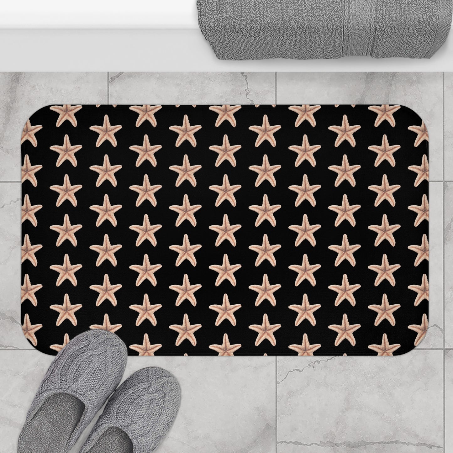 Real Starfish/White Bath Mat, 2 Sizes - Tropical Vibes for Home Decor