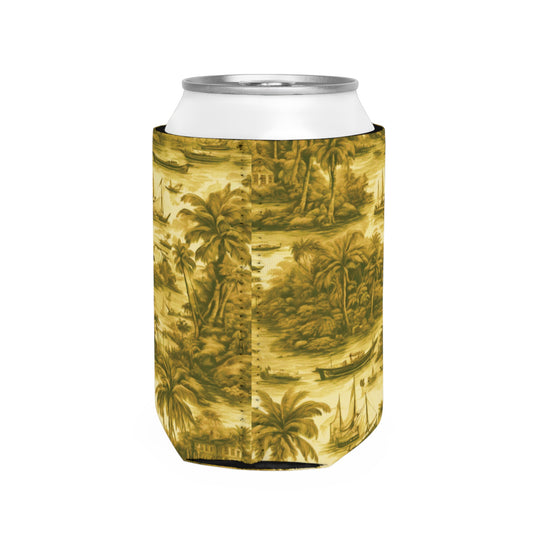 Tropical Toile/Gold Can Cooler Sleeve - Perfect for Outdoor Picnics