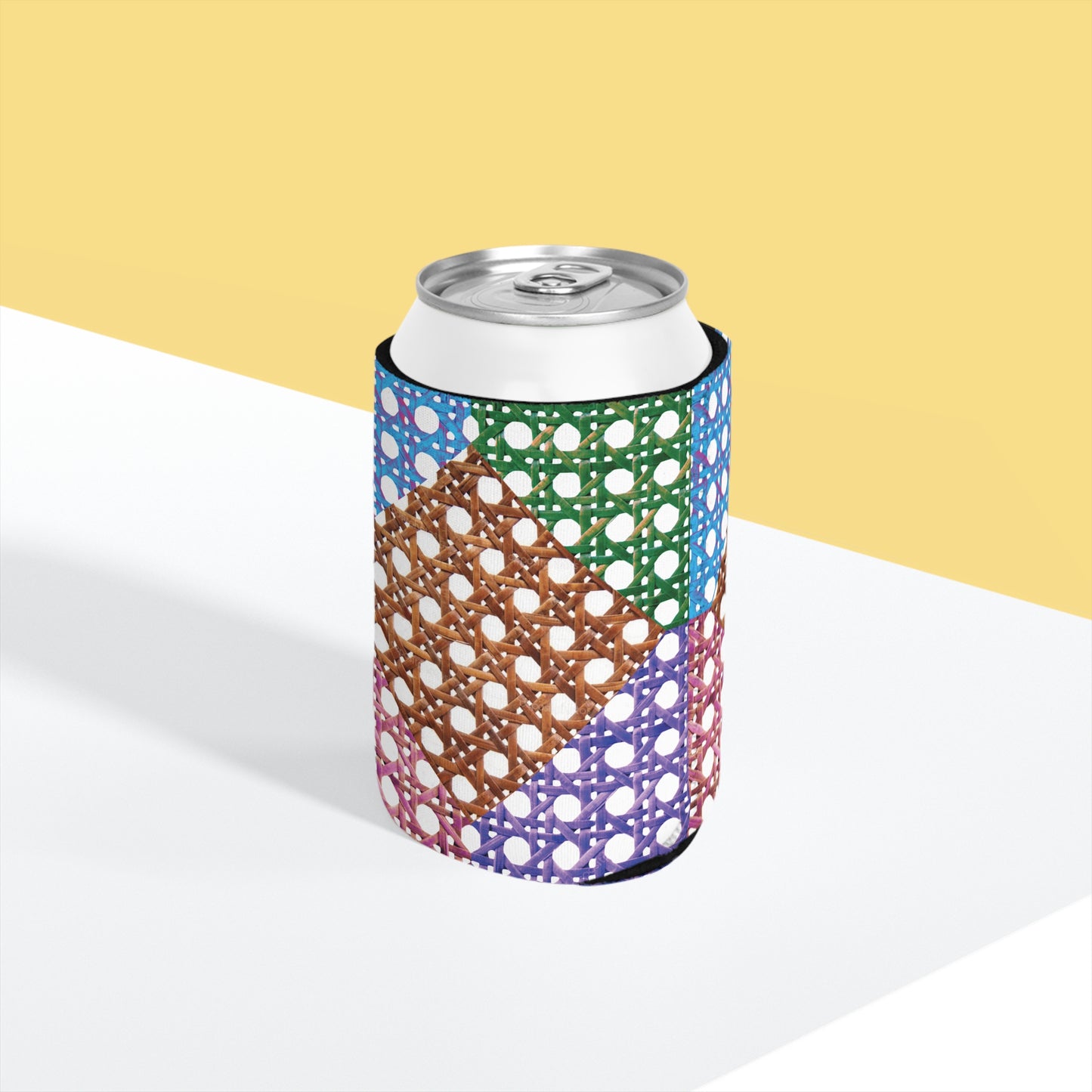 Patchwork Beach Chair Wicker Can Cooler Sleeve - Perfect for Outdoor Picnics