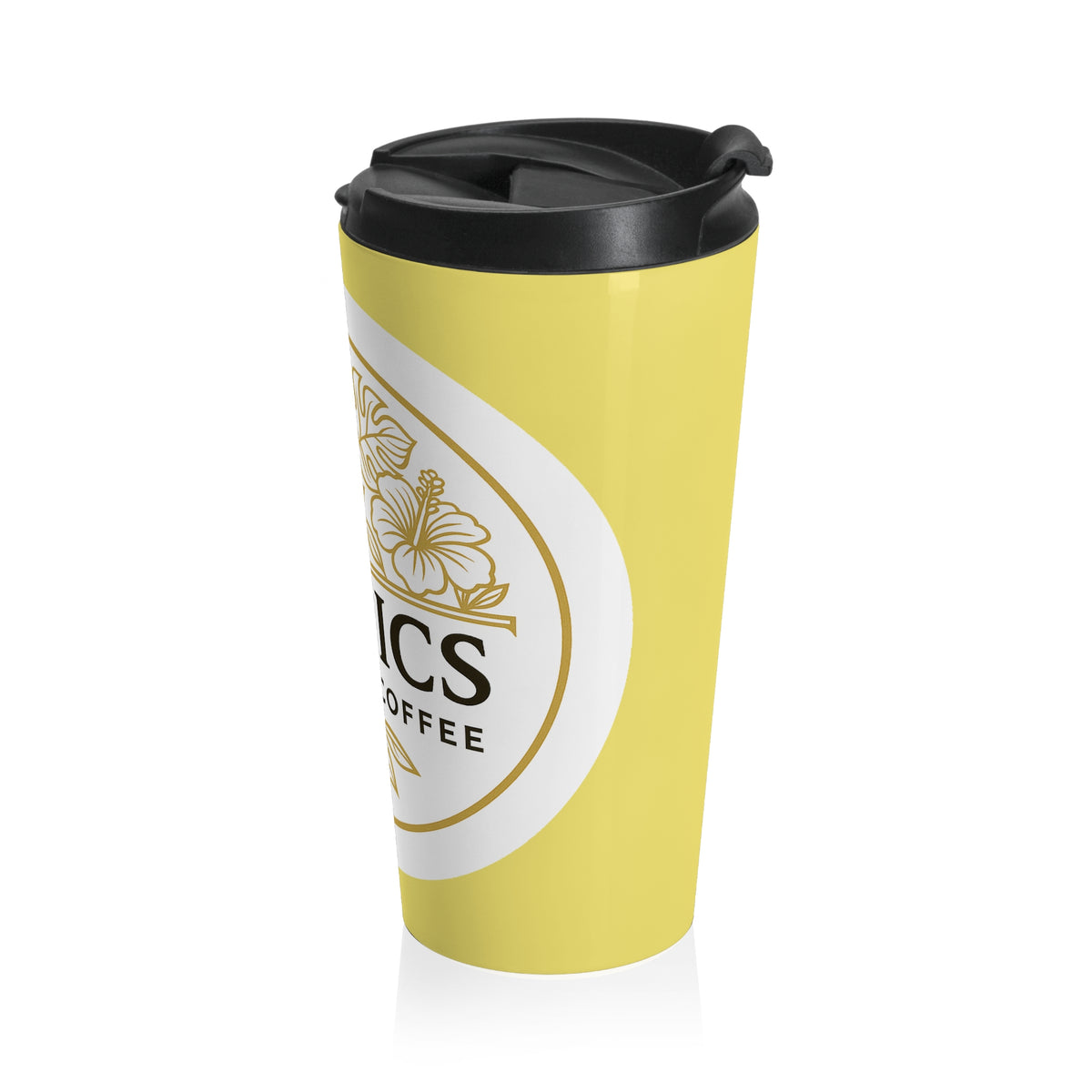 15 oz. Stainless Steel Travel Mug / TLCoffee Logo, Yellow