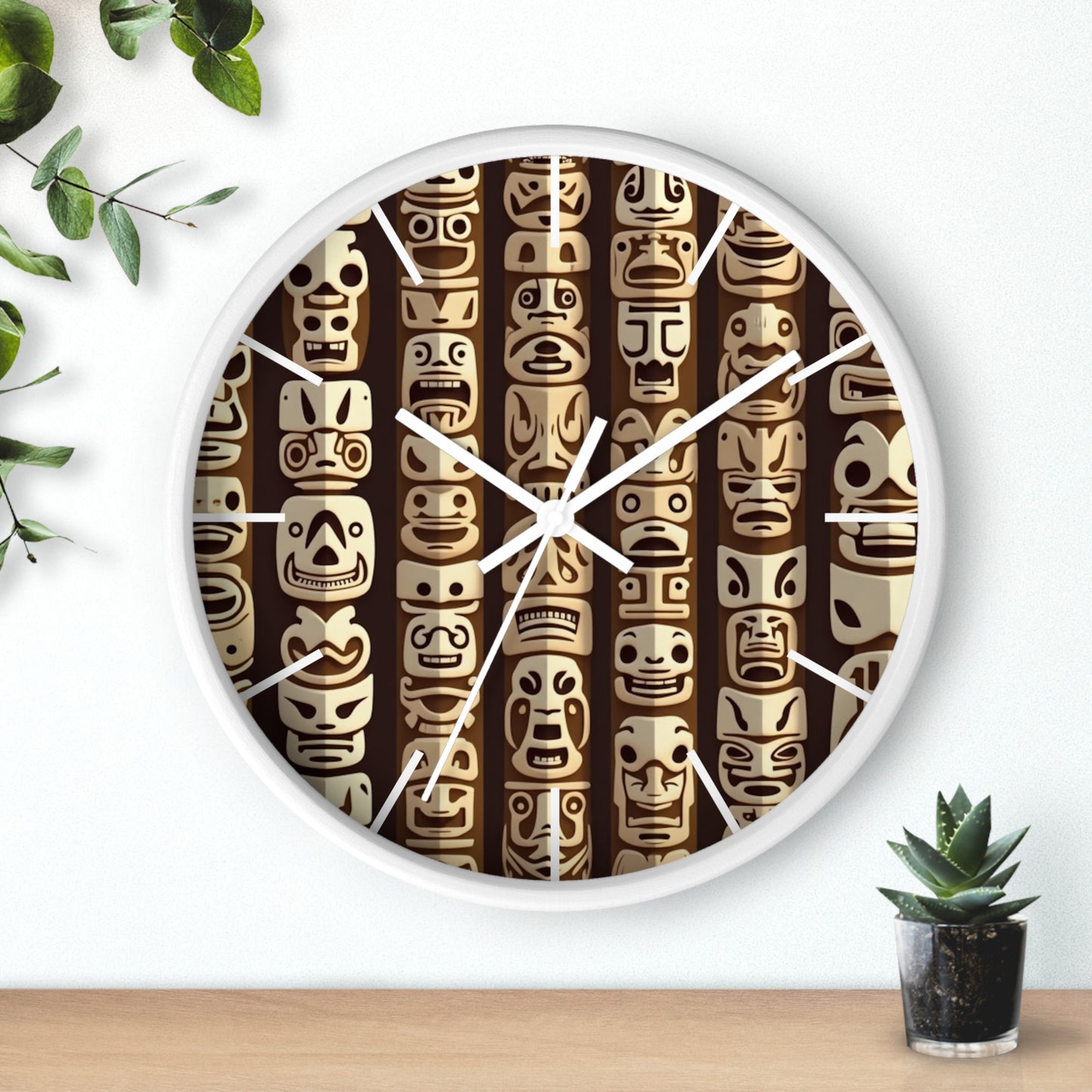Funny Tiki Totems Wall Clock – Fun Home Decor for Nature Lovers, 6 Variants
