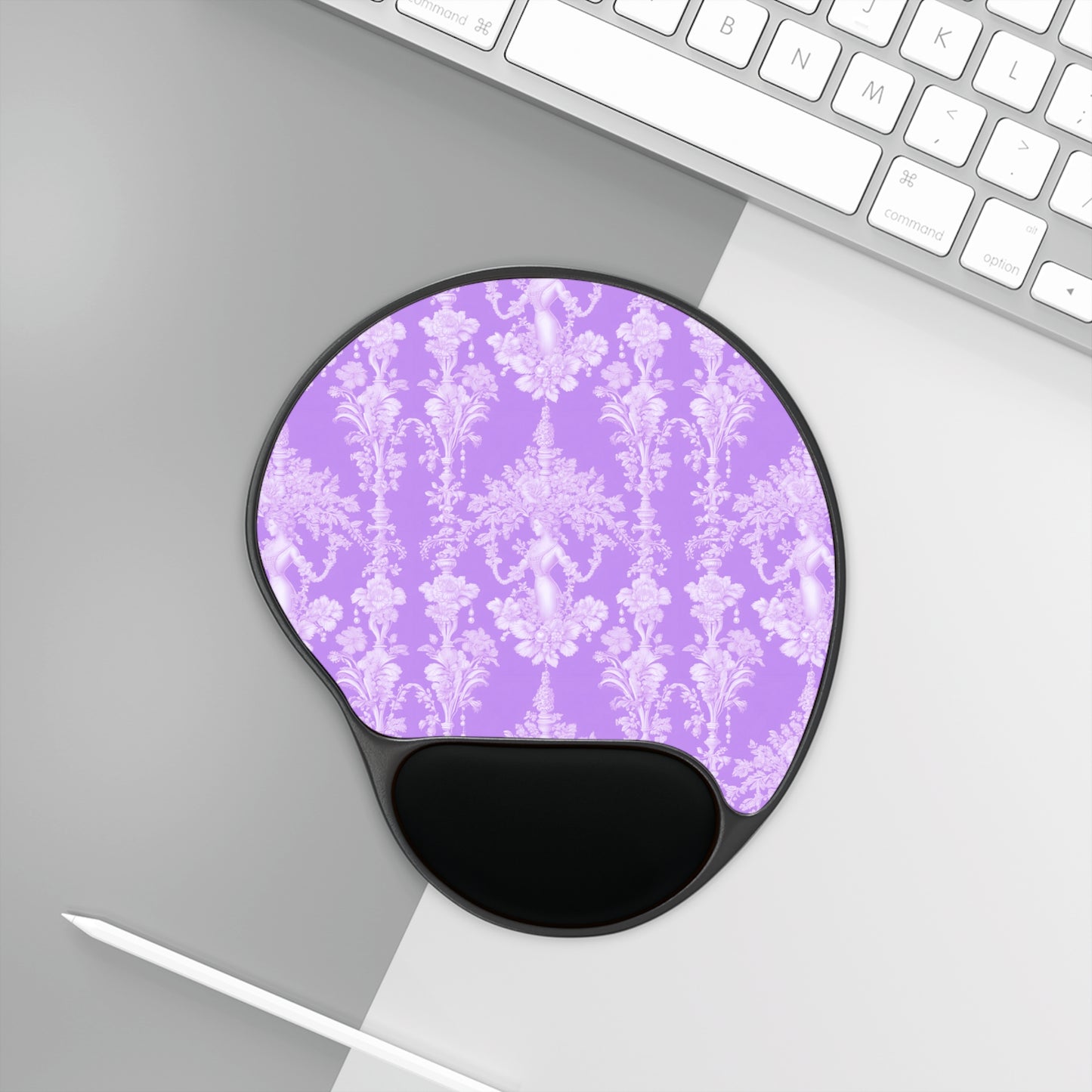 Pearl Lady Toile/Lavender Mouse Pad with Wrist Rest – Ergonomic Design for Comfort and Style
