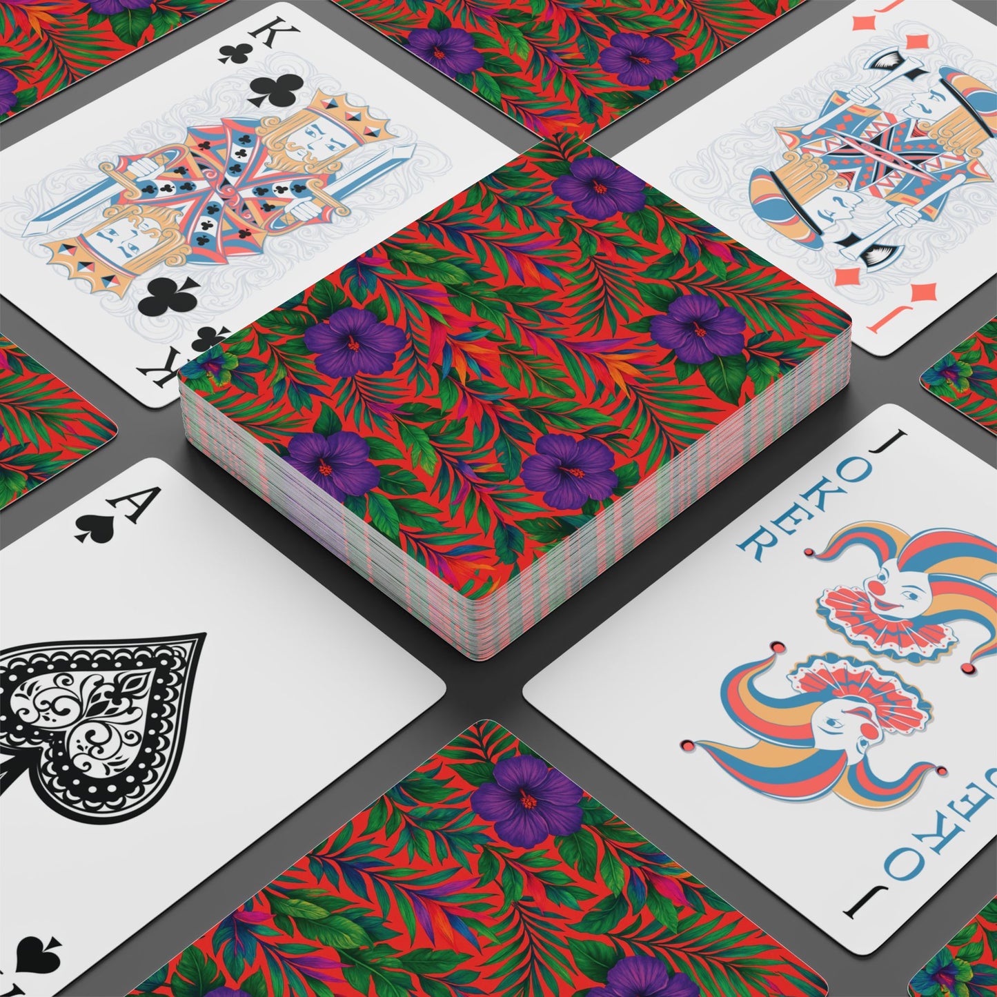 Poker Playing Cards - Midnight Flower Coral