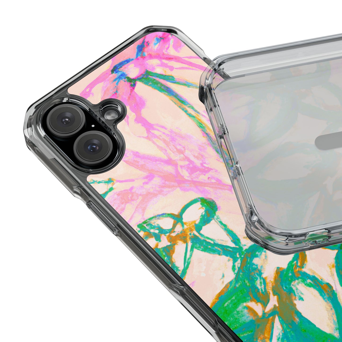 Tropical Doodles/Pink Magnetic Clear Phone Case, Many Models
