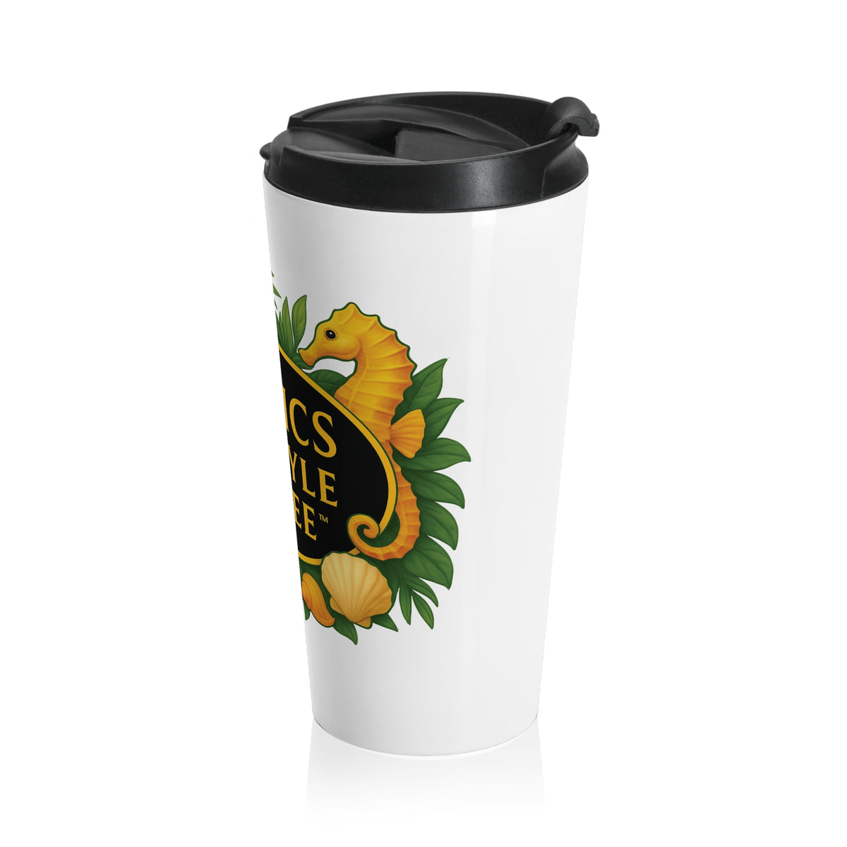 15 oz. Stainless Steel Travel Mug / TLCoffee Seahorse Logo
