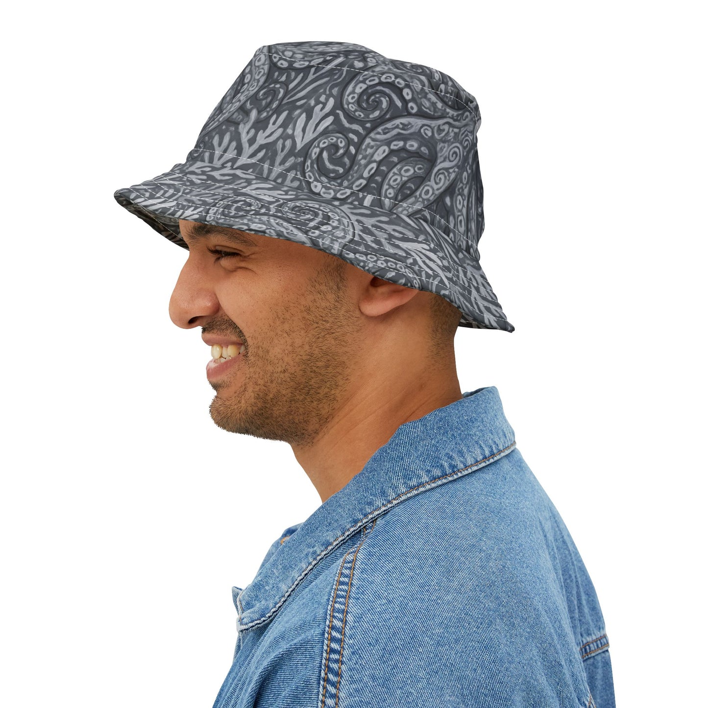 Tropical Polyester Bucket Hat, 2 Sizes - Noir Kraken Joe