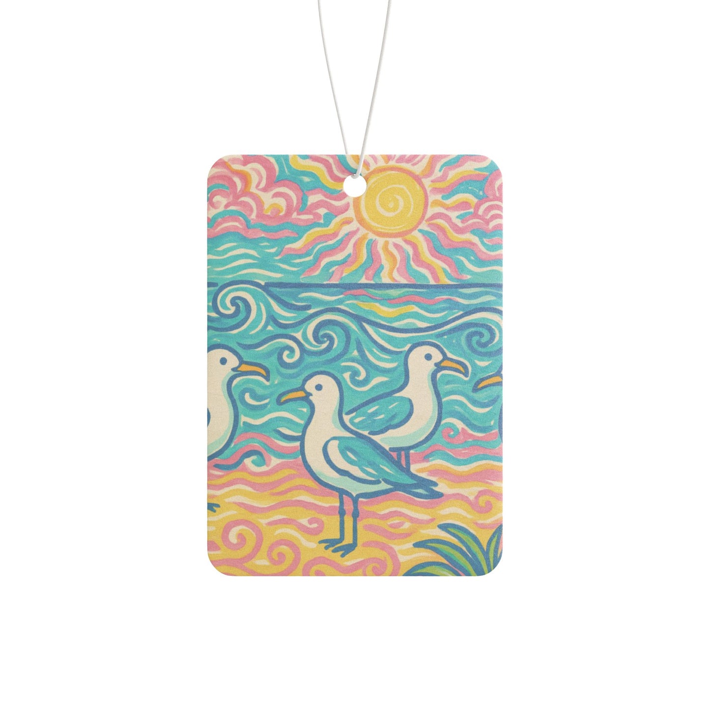 Beach Seagulls Car Air Freshener - Vibrant Tropical Aromatic Décor