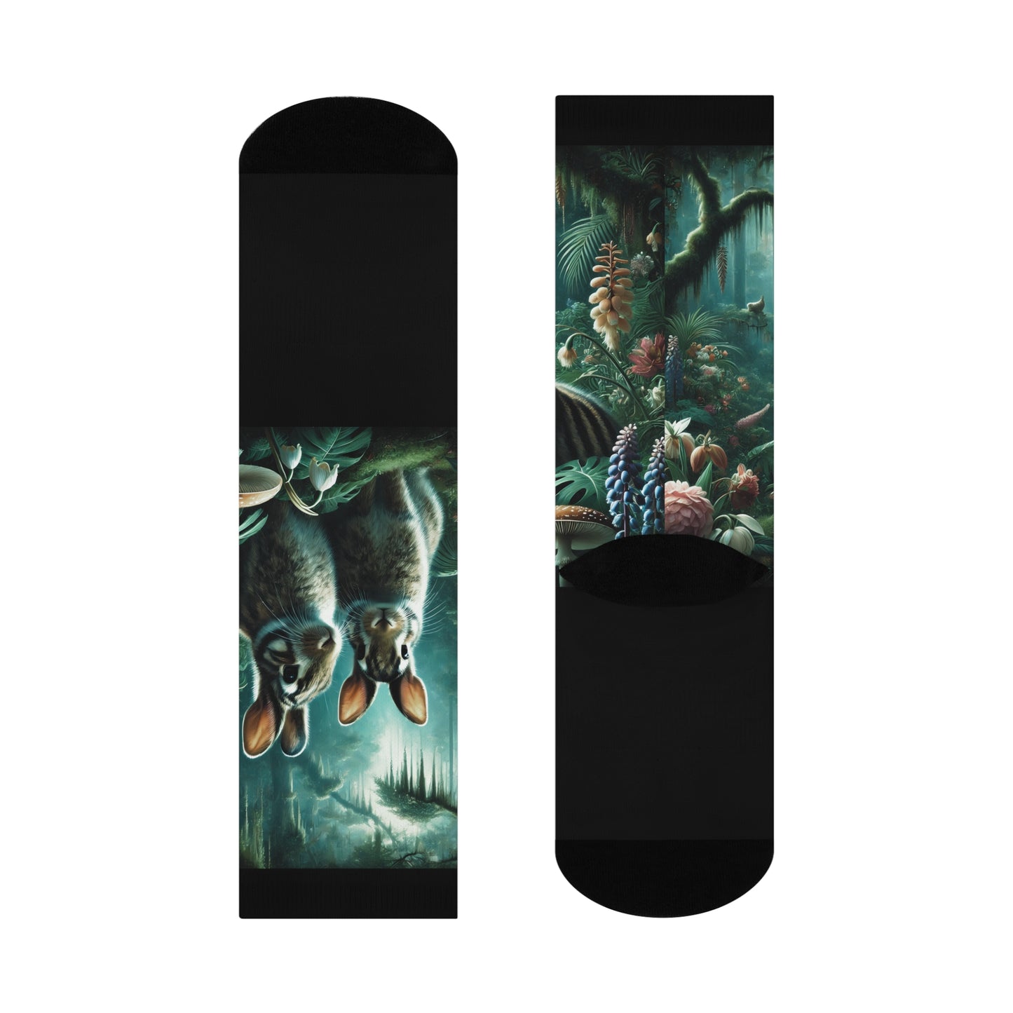 Cushioned Crew Socks - Rainforest Robbits / Tundra