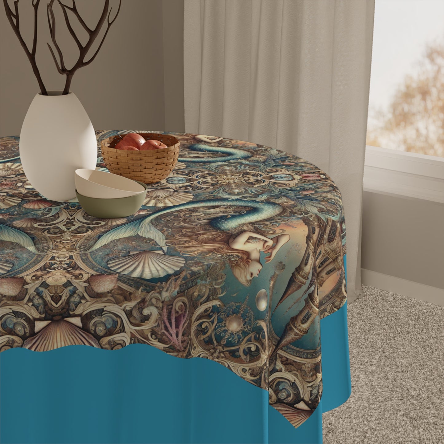 Kaleido Mermaid/Turquoise Tablecloth, 55" x 55"