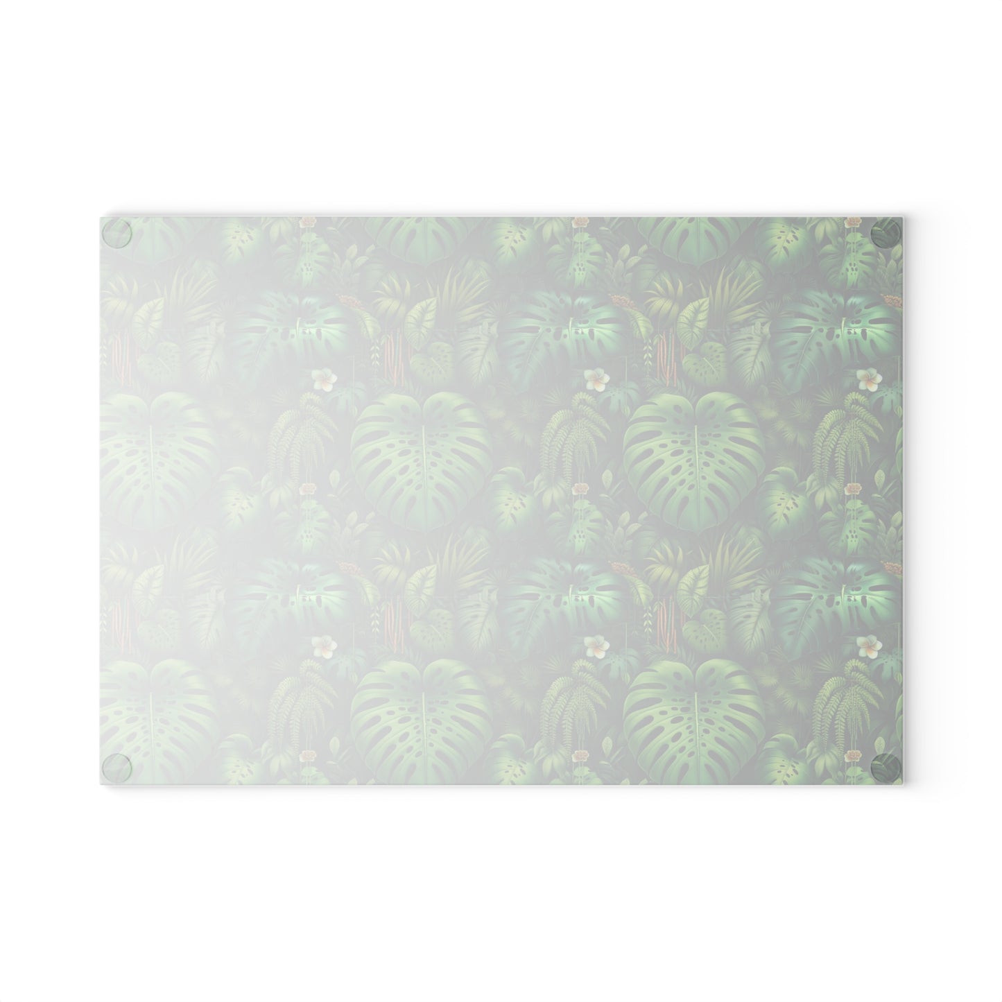 Glass Cutting Board, 2 sizes - Rainforest Greenery