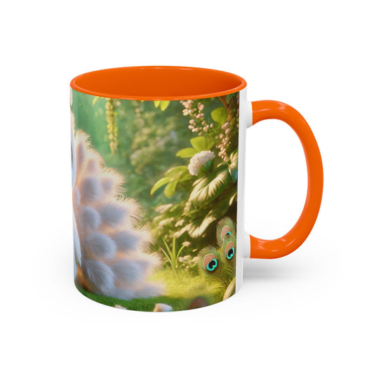 Accent Color Coffee Mug (11, 15oz), 8 Colors - Baby White Peacock