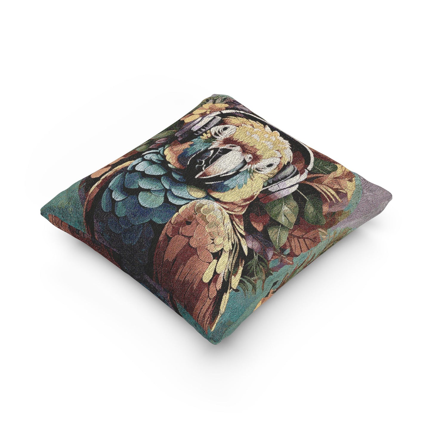 Woven Pillow, 17"W x 18"L - Rockin' Out Parrot