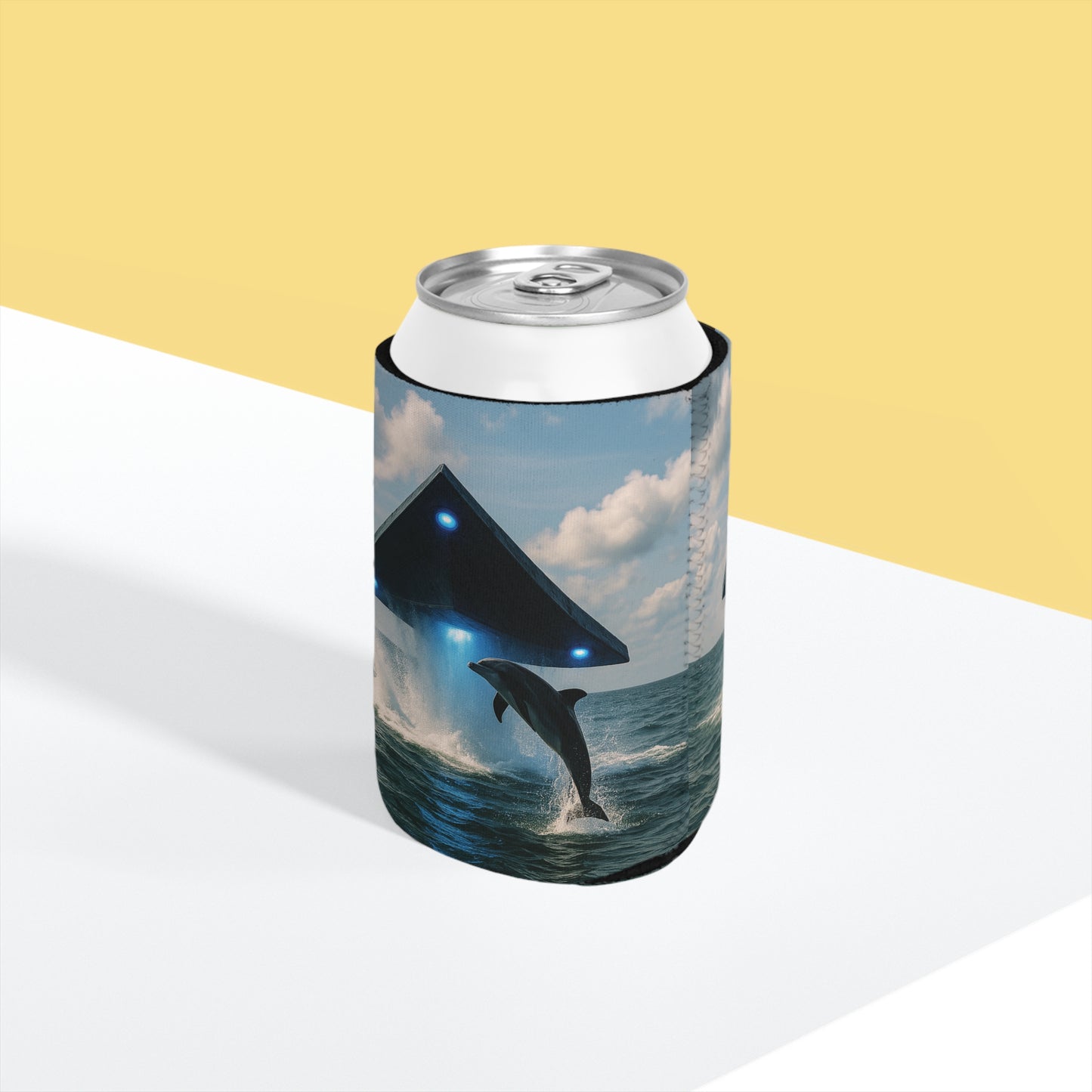 UFO and Dolphin Can Cooler Sleeve - Perfect for Outdoor Picnics