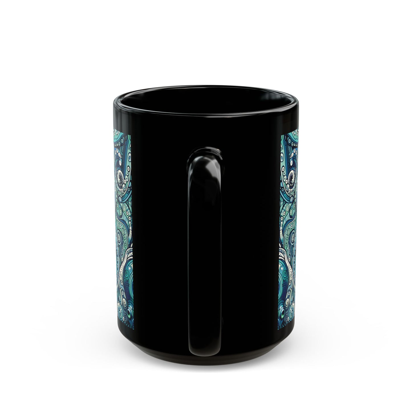 Black Coffee Mug - Aqua Octopus