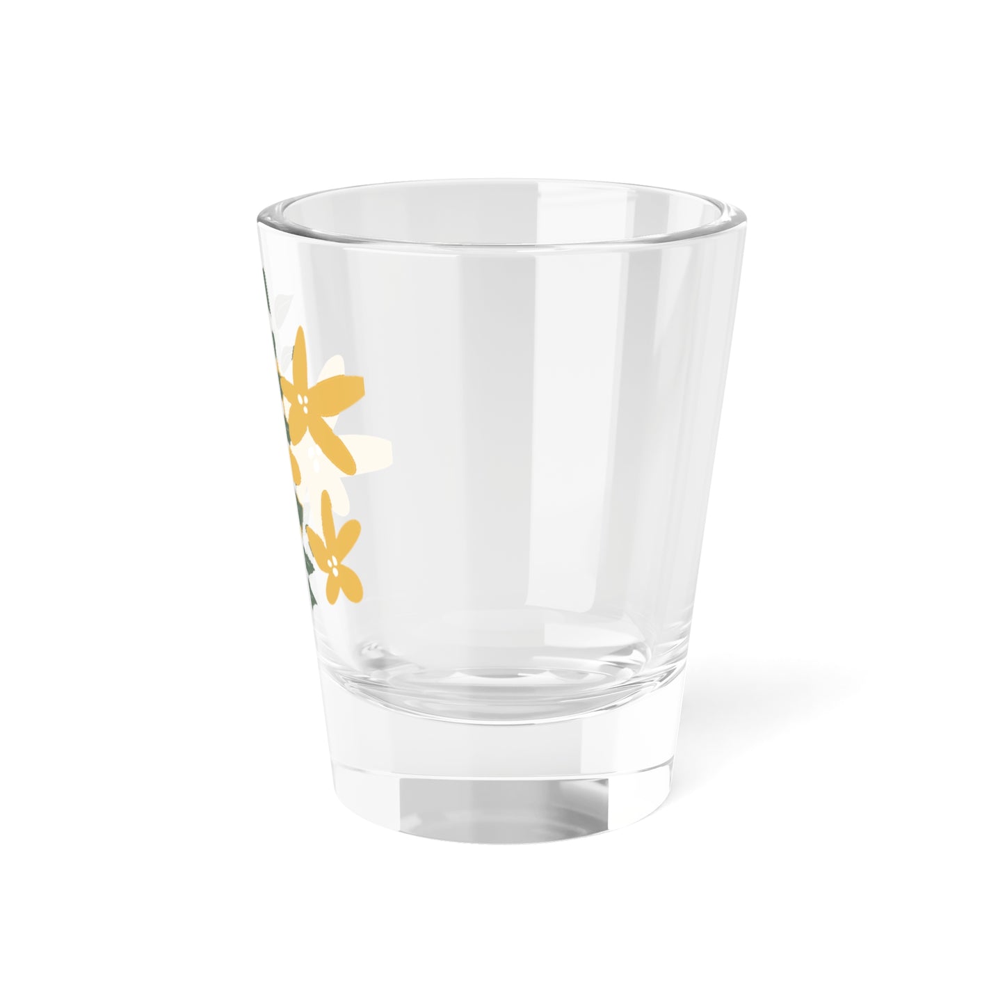 Clear Shot Glass, 1.5oz - Crazy Plants Yellow