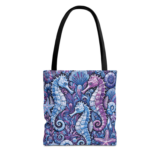 Blue Seahorse Trio Tote Bag - 3 Sizes