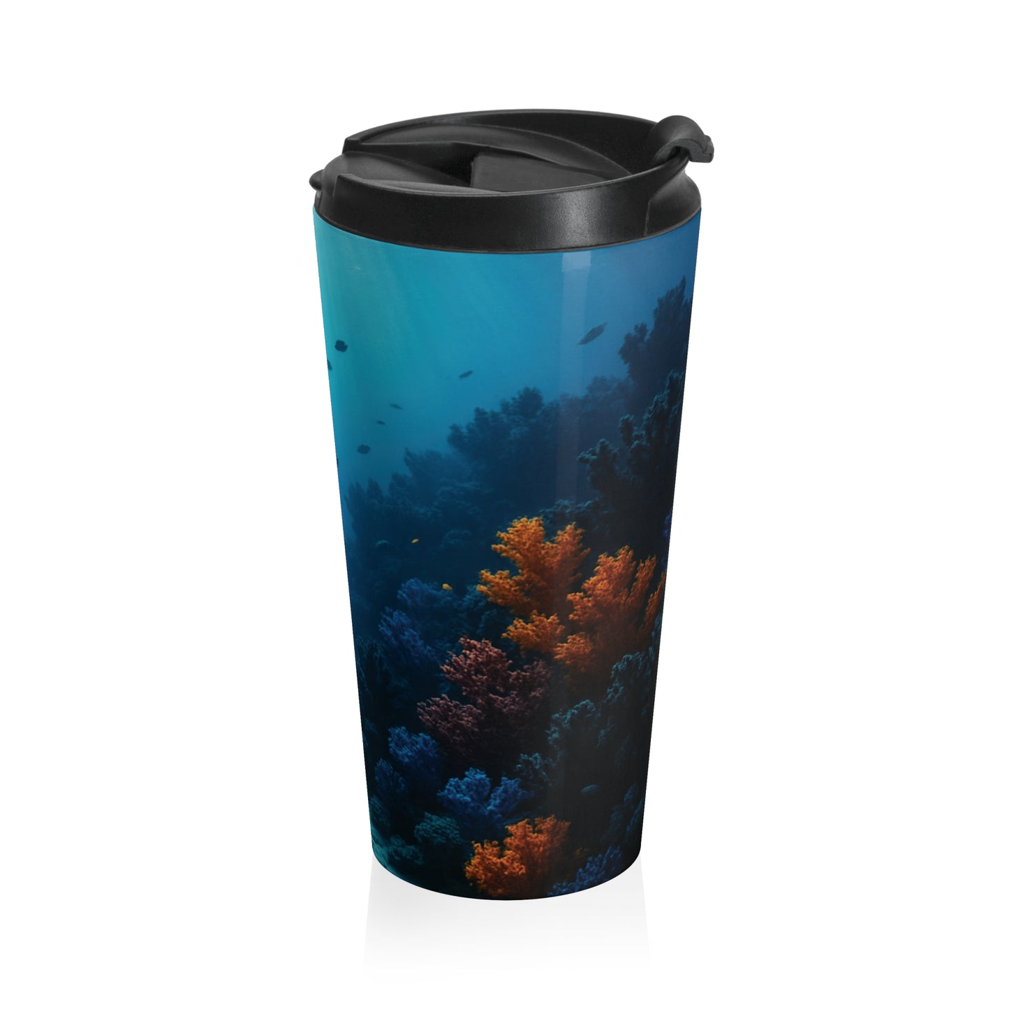 Copy of 15 oz. Stainless Steel Travel Mug / Parrot Tiki on Beach