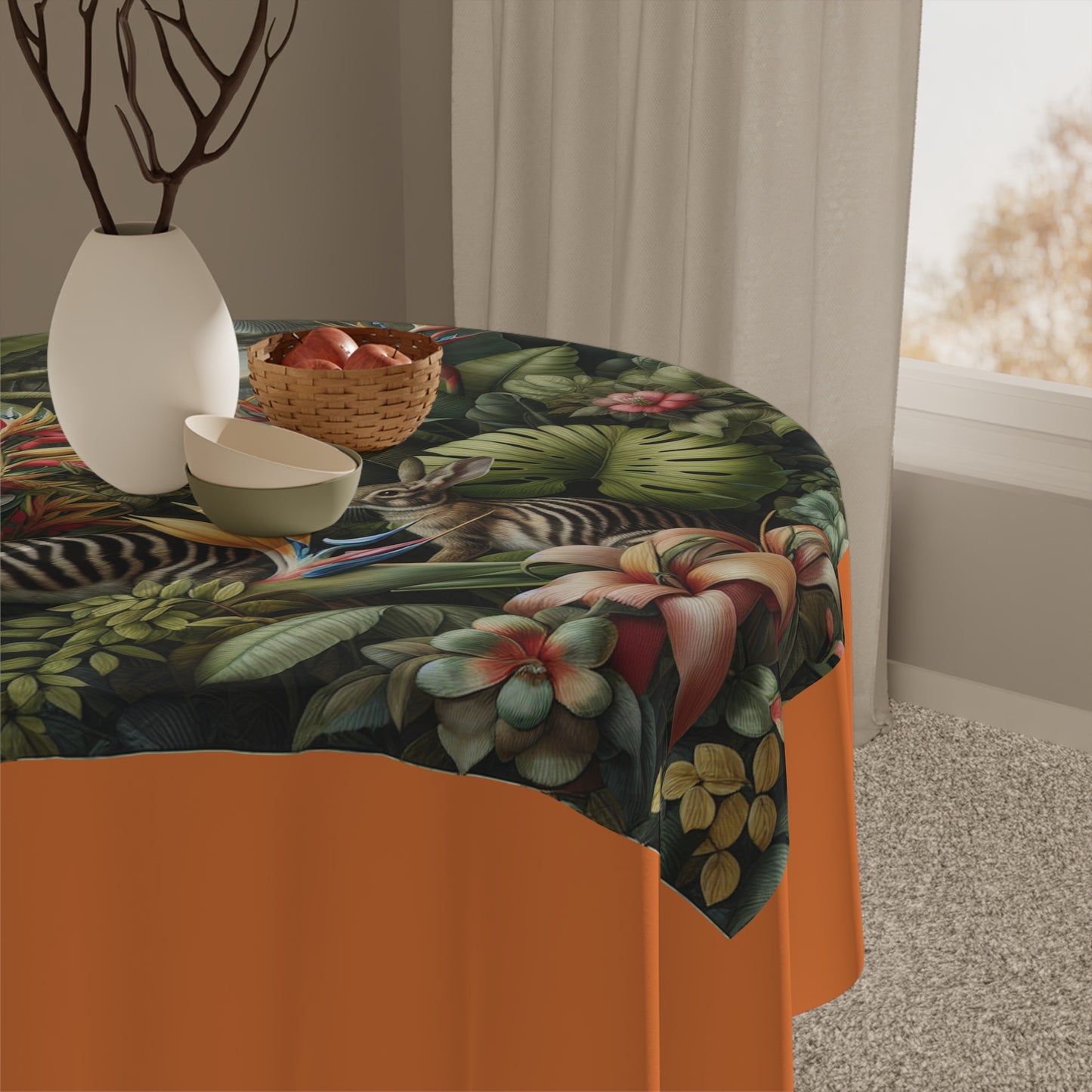 Rainforest Rabbit Outing/Crusta Lt. OrangeTablecloth, 55" x 55"